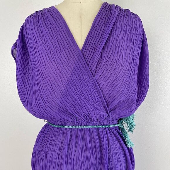 Vintage Vue Novo Sheer Purple Midi Dress Size S EUC - Picture 2 of 7